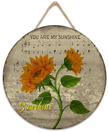 Sunflower You Are My Sunshine Schilder für Heimdekoration, Aquarell, Sonnenblume, rund, gebeiztes Holzschild für Badezimmer, Küche, Kinderzimmer, Dekoration, 30,5 x 30,5 cm, rund
