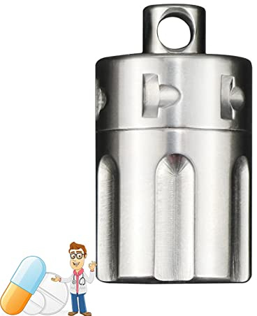 Pillendose Schlüsselanhänger Groß, Tragbare Tablettenbox aus Titan, Halskette Wasserdicht Outdoor Survival EDC Täglich Pillenkapsel, Diskret Reise Kompakt Lichtgeschützt Pillenbehälter