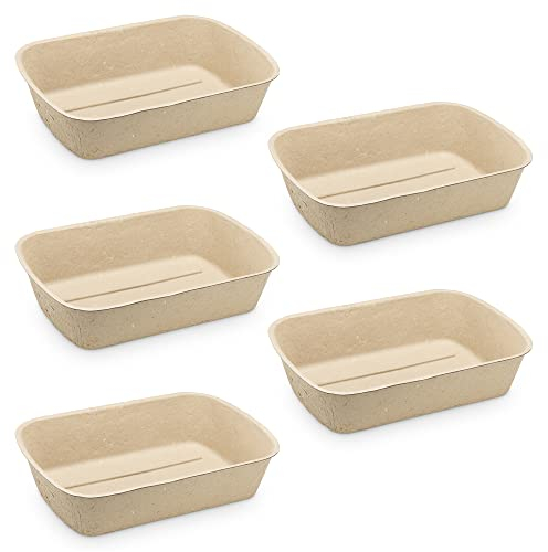 Navaris Arenero para Gatos portátil - Set 5X Bandeja de cartón Biodegradable para Arena de Gato - Bandejas de Viaje para areneros - 47 x 34 x 22 cm