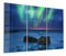 DEQORI Glasbilder Echtglas | Motiv Polarlicht über Felsküste | horizontal 3-teilig 150x100 cm | große XXL Deko | Wandbilder für Wohnzimmer, Schlafzimmer, Flur & Küche | moderne Wanddeko