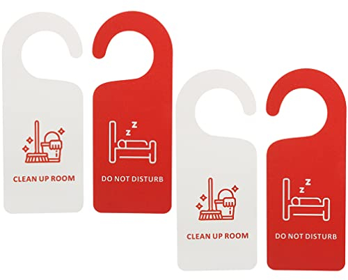 4Er Set Doppelseitige Türschilder Bitte Nicht Stören Und Zimmer Reinigen, Pvc Türanhänger Für Hotel, Bar, Club, 21.5 X 8.5 Cm