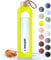 Wessper Bouteille d'eau en Verre 1L, Gourde Reutilisable, en Borosilicate, Avec Marqueur de Temps de Motivation, Couvercle en bambou, En silicone, pour Enfant et Adultes, Sport, Camping – Jaune