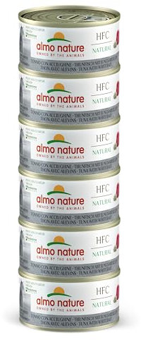 Almo Nature HFC Natural - Nassfutter für ausgewachsene Katzen - Thunfisch & Jungsardellen - Human Grade, Glutenfrei - 6 x 70g