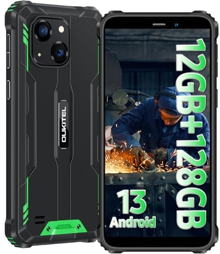 OUKITEL WP32 Android 13 Outdoor Handy 12GB+128GB (1TB Erweiterbar) Rugged Smartphone Ohne Vertrag 5,93 Zoll HD+ baustellenhandy 20MP+5MP Kamera 4G Dual SIM,IP68/NFC/OTG/GPS/Face ID