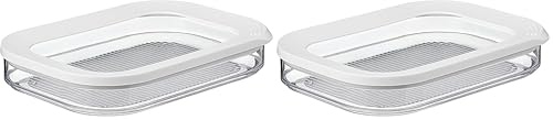 Mepal Storage Box Meat Cuts Modula 550 - white - Transparent - stackable - made in Holland (Pack of 2)