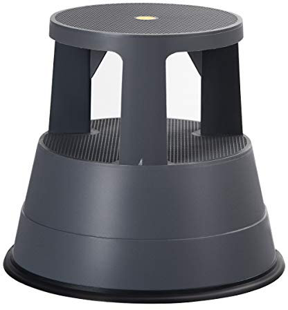 TANGZON Round Rolling Step Stool - 150kg Capacity, Non-Slip Rubber Platform, Swiveling Wheels, Bottom Ring, Lightweight for Household, Office, Garage, and Shop