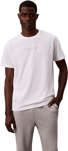 Calvin Klein Herren T-Shirt Kurzarm Crew Neck Rundhalsausschnitt, Weiß (Classic White), S