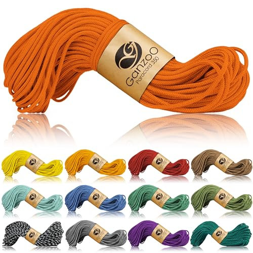 Ganzoo Paracord 350 Seil, Nylon Polyester, 2,5mm, Typ 1, 30m, Outdoor Schnur, Allzweckseil, Takelung für Armband, Hundehalsband, Hundeleine Knüpfen, Camping Survival, orange
