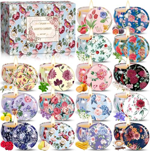 ZPQAODI Coffret de 16 Bougies Parfumées En Cire De Soja - Aromathérapie Pour La Maison Pour Femme, Anniversaire
