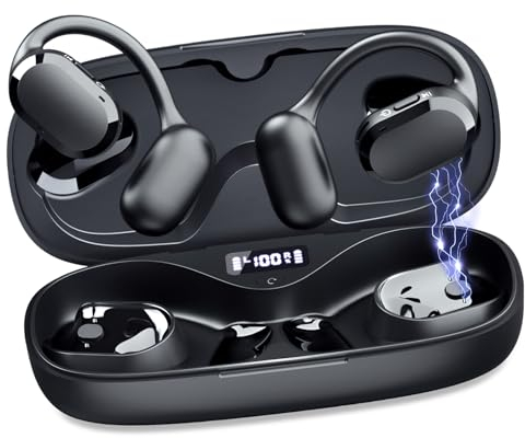 Seflorgo Open-Ear True Wireless Earbuds, IP67 Wasserdicht Ear Buds mit Dual DSP Noise Cancelling Mikrofon, Bluetooth 5.4 Kopfhörer, LED Ladehülle, 40 Std. Spielzeit