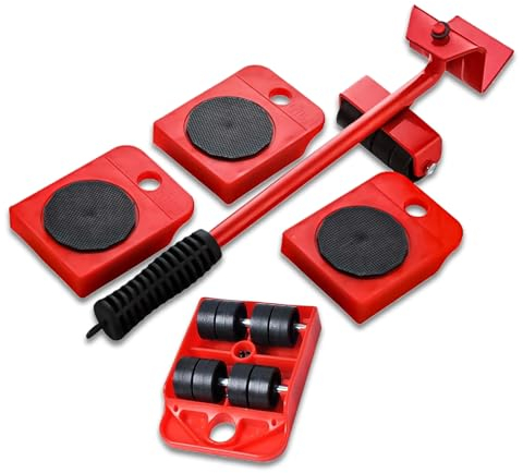 5PCS Furniture Movers Heavy Duty Lifter Tools Sliders Wheels Roller Set with Crowbar 150 KG Capacity for Furniture,Refrigerator, Sofa, Cabinet