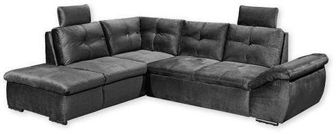 ALIJA Ecksofa mit Schlaffunktion in Schwarz - Moderne Eckcouch mit Bettkasten und verstellbaren Armlehnen - 265 x 84 (107) x 217 cm (B/H/T)
