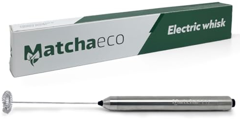 Matchaeco Electric Matcha Whisk | Milk Frother, Handheld Stainless Steel, Hot Drinks Whisk | Battery Powered Drink Mixer Great for Coffee, Frothing