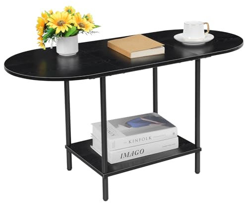 Couchtisch Wohnzimmertisch mit Ablageboden, moderner Couchtisch mit zusätzlicher Ablagefläche, Beistelltisch Sofatisch aus Holz für Wohnzimmer, Schwarz