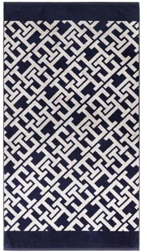 Tommy Hilfiger, Maxi-Strandtuch aus reinem Chenille-Baumwoll-Frottee Spirit Navy 90 x 170 cm