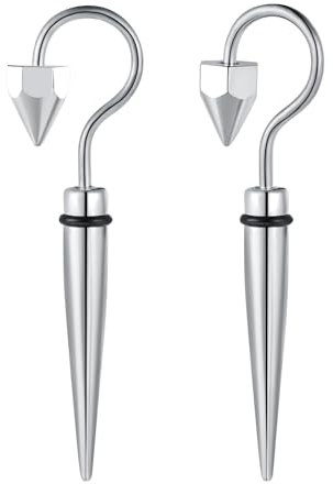 Yumilok Haken Regenschirm Ohrringe Herren Edelstahl Silber Ohrringe Stecker Kegel Damen Ohrstecker Punk Ohrhänger Piercing Knorpel