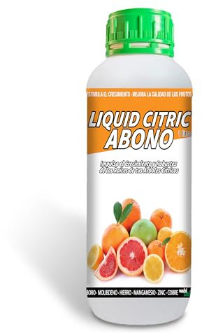 LIQUID CITRIC ABONO 1L - Abono Líquido para Cítricos, Ecológico - Hojas más Verdes y Frutos más Grandes - Rico en NPK, Hierro, Zinc y Magnesio