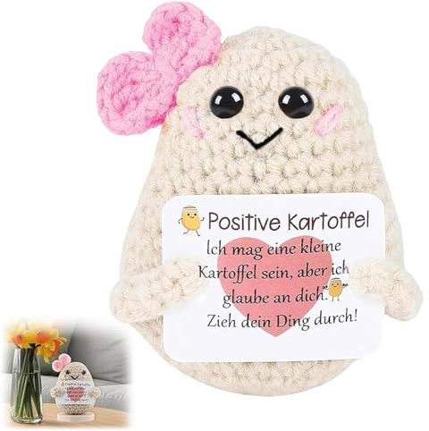 WUSANNA Positive Potato, Positive Kartoffel Deutsch, Positive Kartoffel, Positive Potato Deutsch, Lustige Positive Kartoffel Puppe Geschenk für Kinder Freunde Abschluss mit Krawatte (beige)