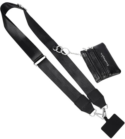 Crossbody Phone Strap with Zippered Wallet, Detachable Multifunctional Pouch Lanyard for Cell Phone, Anti-Theft