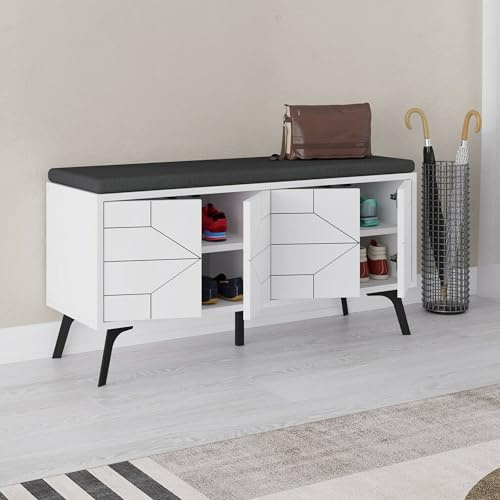 Dmora Schuhschrank Majoris 107x35x55h cm Weiß, 8 Paar, 2 Böden