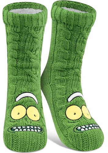 United Labels Rick and Morty Hüttensocken - Haussocken mit Sherpa Futter für Herren Kuschelsocken Flauschige Wintersocken warme Männer Socken OneSize Grün