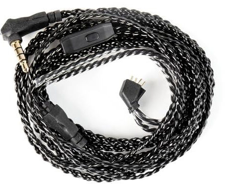 H HIFIHEAR 2M Long IEM Cable with Mic, CCZ 4N OFC Braided Replacement Wired Earbuds Extension Cable Wire TFZ Pins for KBEAR KS2/Storm CCZ Melody (TFZ 3.5MM, with Mic)