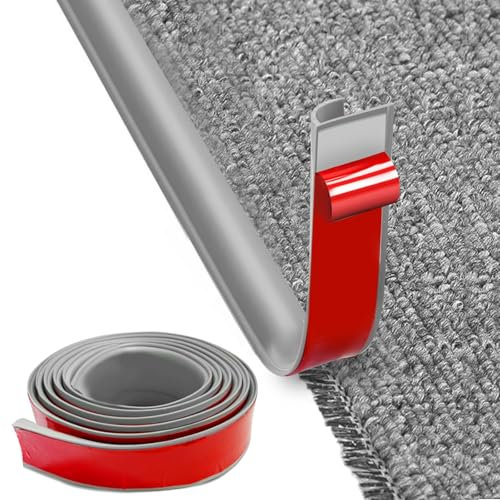 MeYuxg Self-Adhesive Edge Strip for Carpets, 3M Carpet Edging Tape, Self-Adhesive, PVC Carpet and Floor Transition Strip, Self-Adhesive, Easy to Cut, for Door Edges, Carpets, Stairs (Grey)