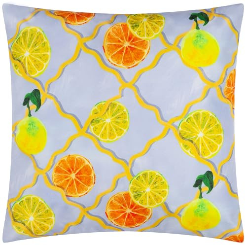 furn. Wylder Citrus Trellis Printed Outdoor Cushion Cover - Blue - 45x45cm