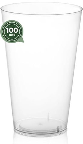 Maxi Products - 100 Vasos Cubata Anchos Plástico Reutilizables - 400 cc - Vasos Reciclables - Vasos Cubata Ancho - Fiestas, Eventos y Celebraciones - VASO CUBATA ANCHO