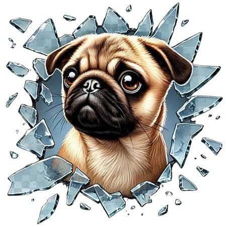 Katzen Aufkleber Niedlich Auto Deko Fensteraufkleber Tiermotiv Riss Effekt Benutzerdefiniert Stoßstange Auto Katze Sticker (French Bulldog Dog, 1 Stück)