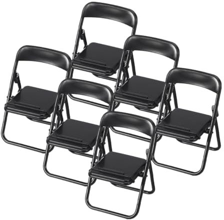 SHINEOFI 6pcs Mini Folding Chair Mobile Phone Stands Cute Dollhouse Miniature Furniture for Smartphone Holder and Home Decor Elegant Design Realistic Look
