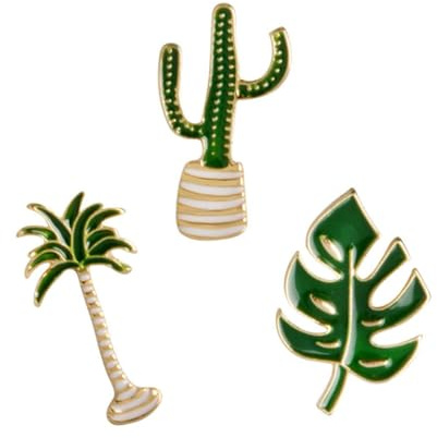 Holibanna Lot de 3 Broches Élégantes en Alliage de Zinc représentant Cactus, Arbre et Feuillage, Accessoire Chic pour Femme, pour Fête et Banquet