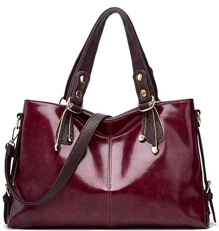 Coolives Grande Borsa Bauletto da Donna Hobo Borsa a spalla Borsa a mano con Tracolla in Pelle Sintetica Sacchetto Tote Borse Manici Donne Borsetta Borsa a tracolla Rosso viola