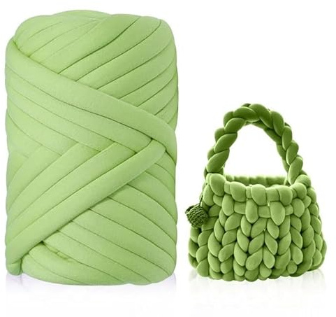 Armstricken Wolle, 500g/25m Sperrige Chunky Yarn Schlauchgarn Häkelwolle Grob Gestrickte Kuscheldecke Chunky Wolle zum Handstricken Armstricken Isländische Wolle für Anfänger (Grasgrün)