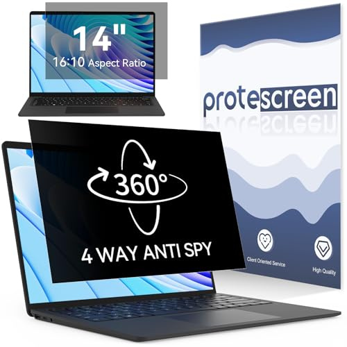 360° Laptop Blickschutzfolie 14 Zoll 16:10 Anti Blaulicht Displayschutz | Blendschutz Sichtschutz, 4 Wege Blickschutzfilter Sichtschutzfilter Kompatibel mit Lenovo/HP/Dell/Acer/Samsung/Asus/Toshiba