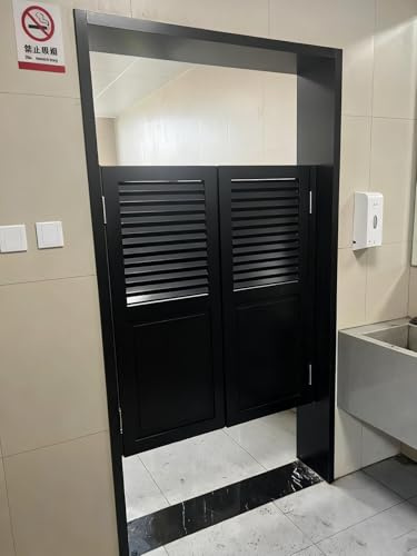 Saloon Porte Battante Portes de Salle de Bain de 90cm de Haut, Clôture à Fermeture Automatique, Porte Mi-hauteur, Décoration de Fête, Cloisons de Bar Pivotantes(Black,W42(107cm) xH36(90cm))