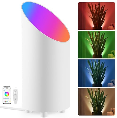 GeyouLux 5W RGBW LED Uplight Dimmable Lampadaire Avec Télécommande, Blanc | 16 Millions de Couleurs Floor Lampe Sur Pied de Salon, ContrôLe via L'App, Minuterie, Modes Pour Salon Chambre Jeux, 1 Pièces