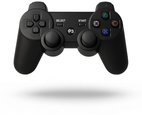 edgivet Manette sans Fil compatible avec PlayStation 3 et PC, Vibration, Joysticks de Précision, Design Ergonomique, Noir (Noir)