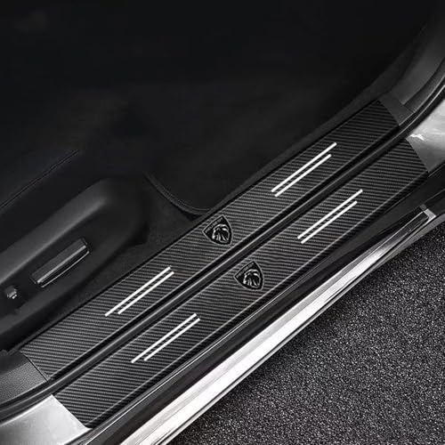 SYQCM 4 Stück Auto Einstiegsleisten Schutz für Peugeot 208 II (Hybrid) 2023-2025, Auto Carbon Fiber Türschweller Aufkleber Autoschwellenaufkleber Anti Kratz Schutzstreifen,C
