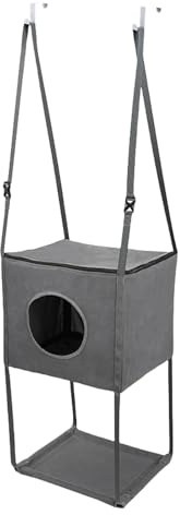 Hängematte für Katzen mit Tür – Gestell aus Metall und PVC Polyester, kompakte Hängeliege, sichere vertikale Plattform, weiche Schlafstation für Katzen | Innen 'Wohnung mit Zo