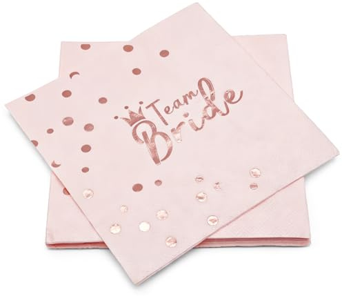 16 Stück JGA Servietten Rosegold, Team Bride Servietten Tisch Deko | Serviettes Bride to Be, Papierservietten Frauen JGA, Mädchen Frau Geburtstags Party Tischdeko