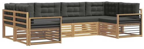 vidaXL Outdoor-Sofagarnitur mit Kissen 6 pcs Weiß und Anthrazit, Gartenmöbel, modernes Outsidesofa, modulares Set für die Terrasse, bequemes Lounge-Feeling