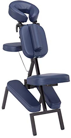 WellTouch VITAL Massagestuhl, klappbar, dunkelblau, Stuhl für Mobile Massage und Shiatsu, inklusive rollbarer Tragetasche