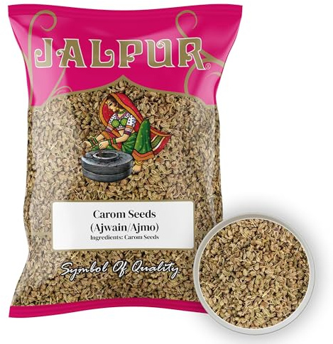 JALPUR MILLERS Premium Carom Seeds (Ajwain/Ajmo) – 100% Natural,Whole Spices for Indian Cooking, Digestive Aid, and Herbal Remedies–Vegan-Friendly, Non-GMO, Aromatic Flavor,Traditional Medicine 500g