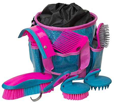 Weaver Leather Pferdepflegeset, 7-teiliges Bürsten-Set mit Organizer-Tragetasche, Pferdepflege, Ausrüstung für die Sattelkammer, Pflegezubehör