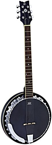 Ortega Raven Serie Banjo (6-Saiter, Pickup, Volume Regler, Luxus-Gigbag) schwarz, OBJE350/6-SBK