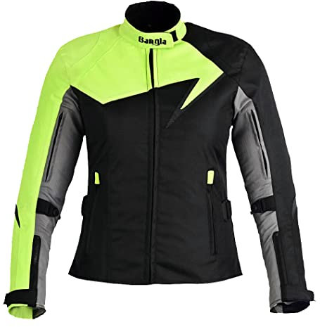 BANGLA Modische Damen Motorradjacke Motorrad Jacke Touren Jacke Bikerjacke B-11 Textil neon XXXL