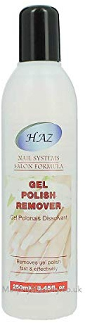 HAZ Gel Polish Remover Acetone 250ml, 2 Pack Easily & Quickly Removes Soak-Off Gel Polish, Salon Professional UV LED Nail Polish Cleaner for Manicures Pedicures, No Need for Foil, Soaking or Wrapping