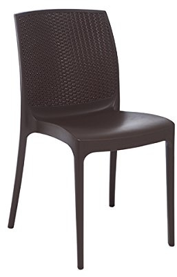 GRAND SOLEIL Boheme Greenpol sedia impilabile, verde polimerico, moka, 56 x 46 x 84 cm