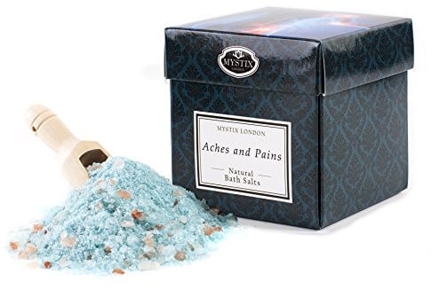 Mystix London | Aches & Pains - 100% Natural Bath Salts | A Medley of Epsom, Dead Sea Mineral and Himalayan Pink Salts | Perfect as a Gift | Handmade in UK
